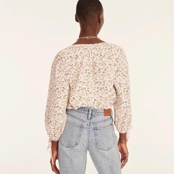 J. Crew Tie Sleeve Button Front Meadow Floral Blouse S - Picture 2 of 12